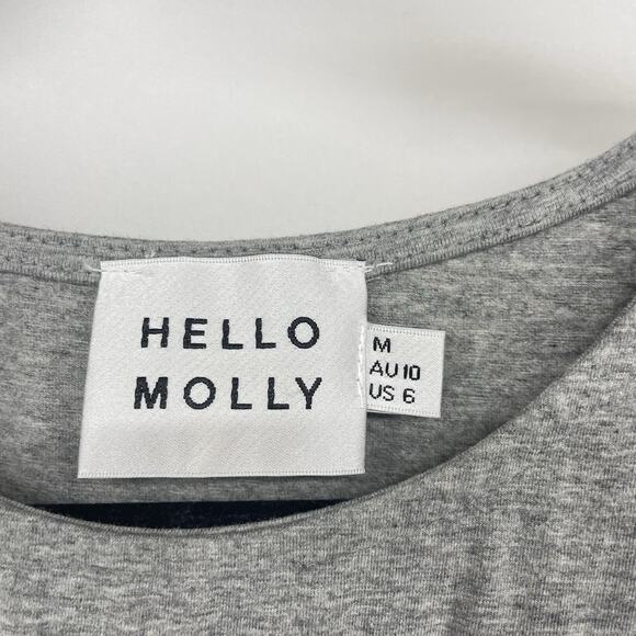 Hello Molly Size M / 6 Get Over You Mini T-Shirt Dress Gray Tie Front Stretchy - Picture 3 of 6